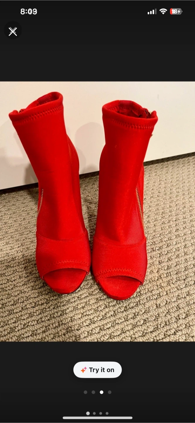 Red Guess Peep Toe Booties - photo 3