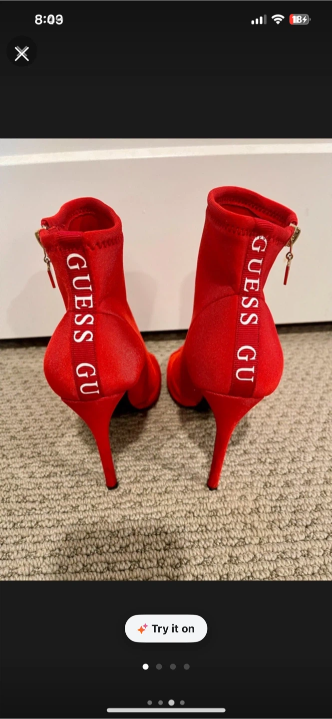 Red Guess Peep Toe Booties