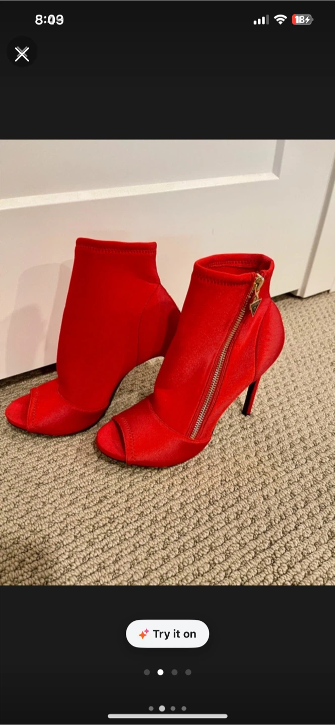 Red Guess Peep Toe Booties - photo 2