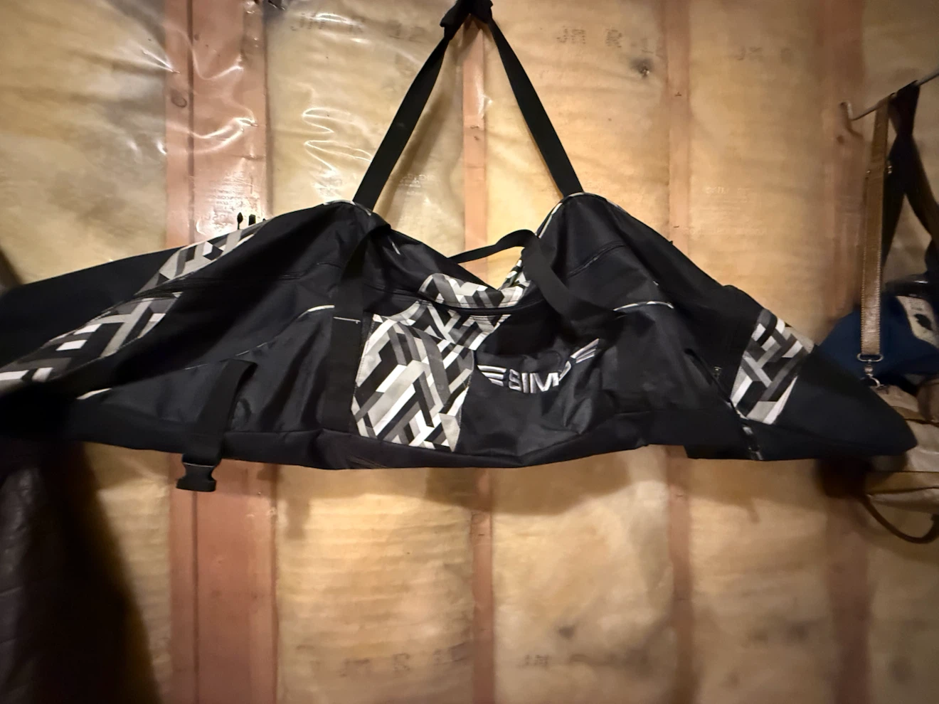 Black Duffle Bag with Geometric Pattern