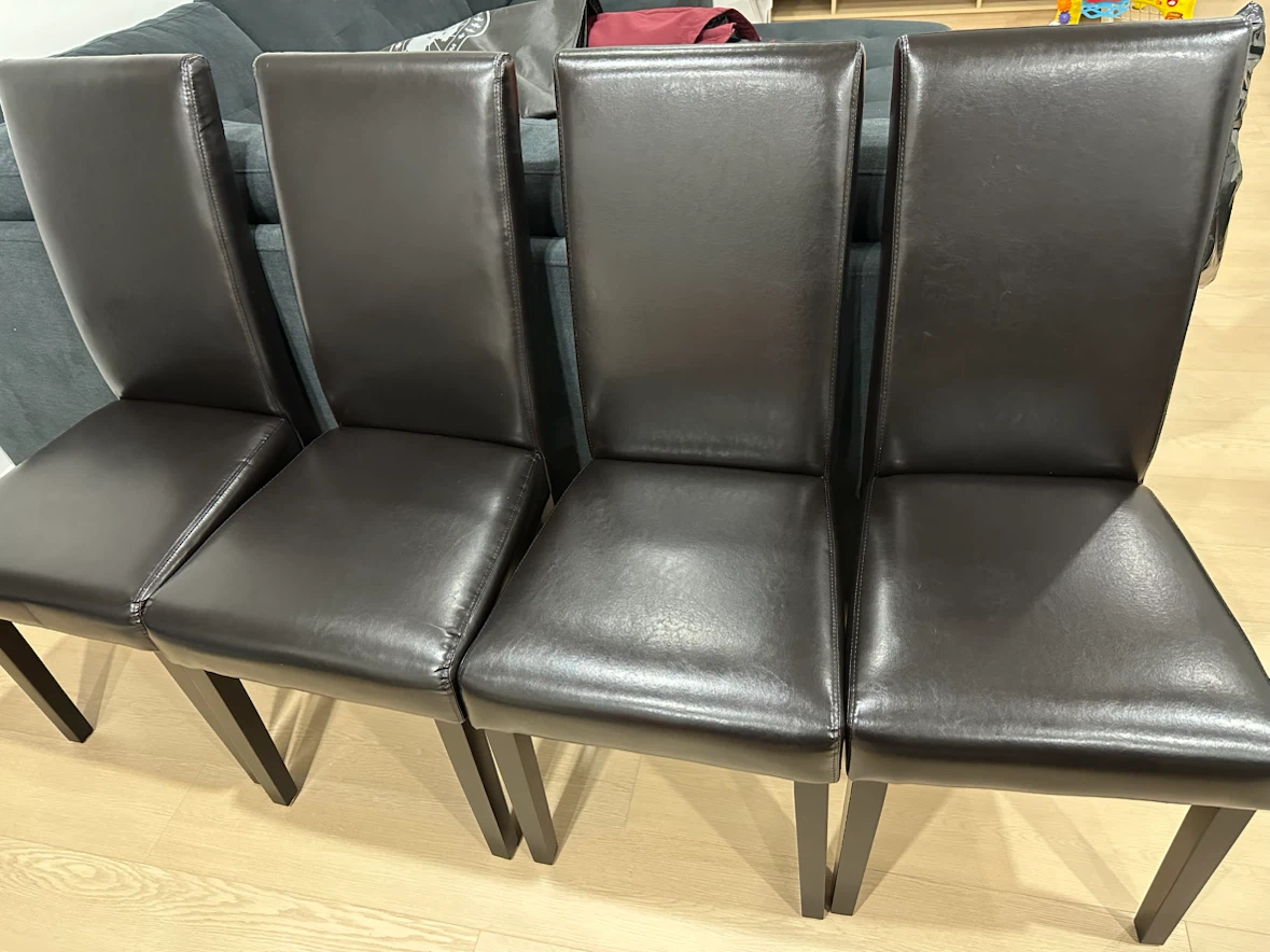 Set of 4 Black Faux Leather High Back Dining Chairs - photo 2
