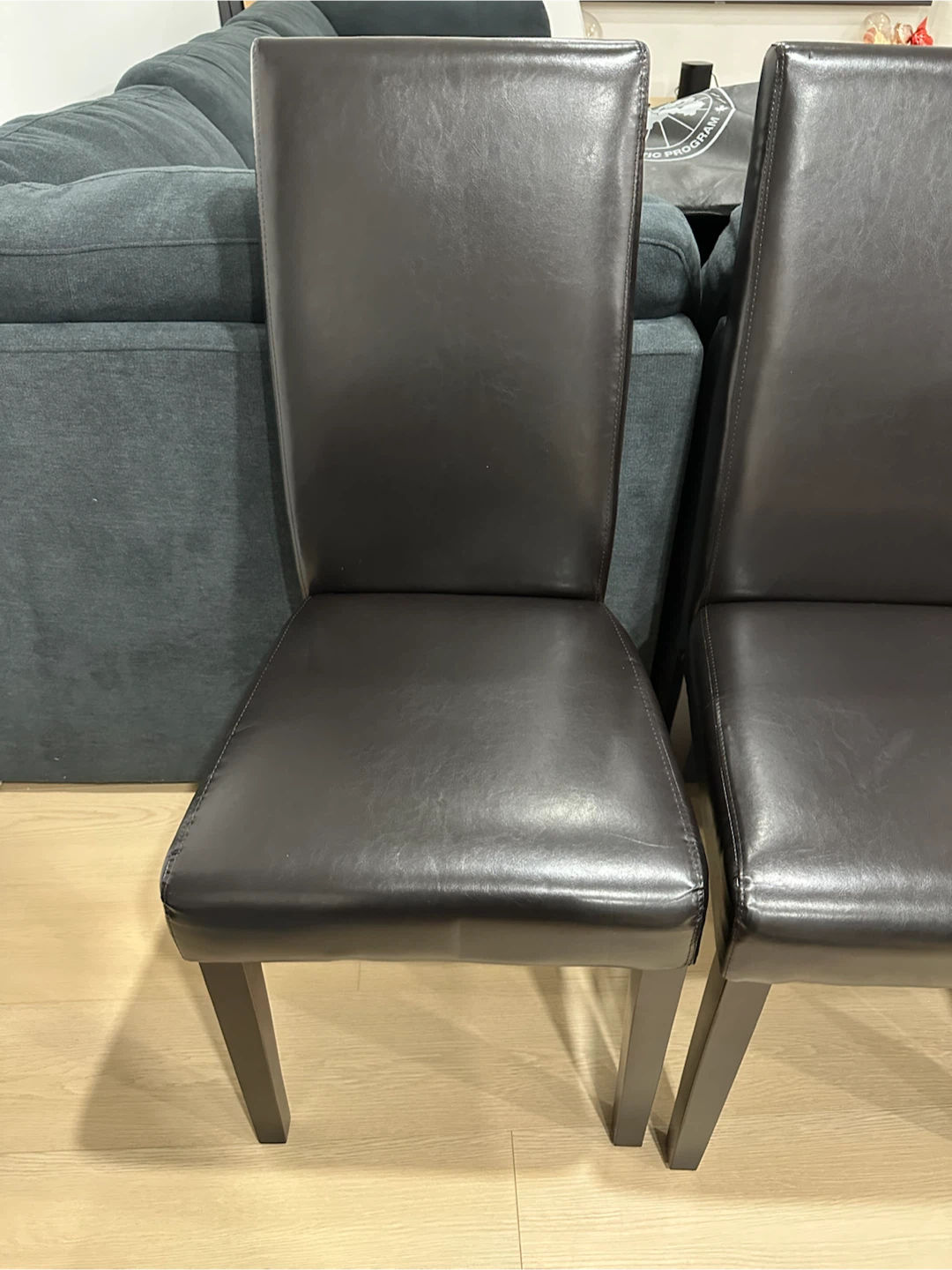 Set of 4 Black Faux Leather High Back Dining Chairs - photo 3
