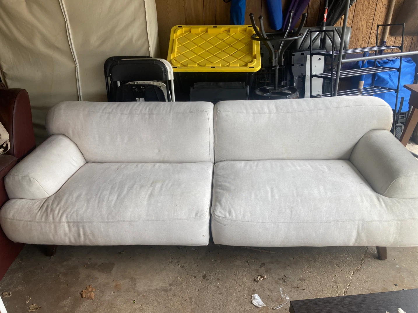 Cream Linen Sofa - Modern Tufted Design