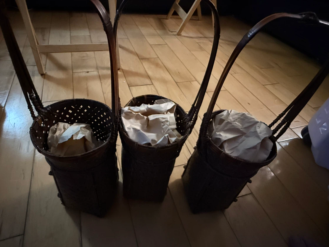 Set of 3 Woven Bamboo Baskets