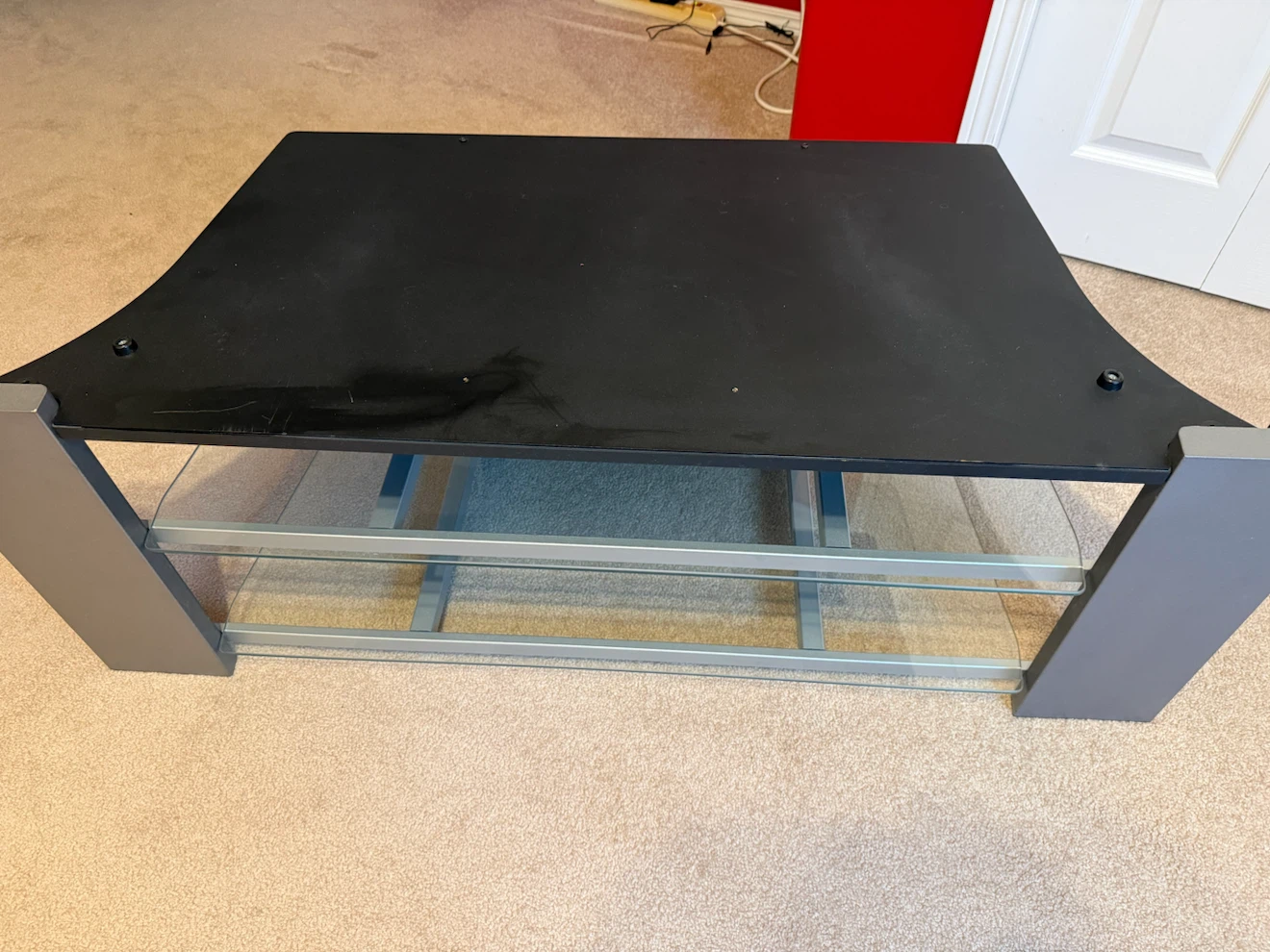 TV Stand with Glass Shelves