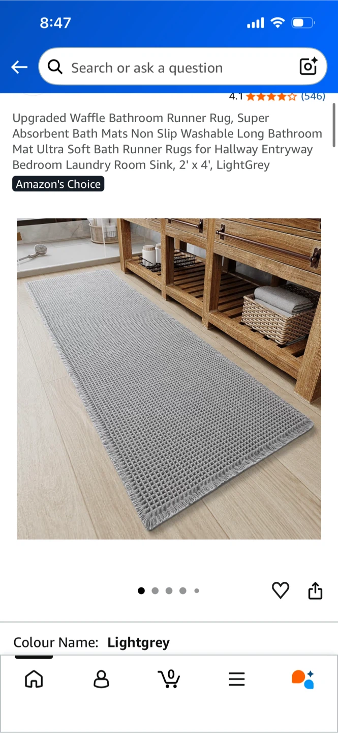 New-Light Grey Waffle Bathroom Runner Mat - photo 2