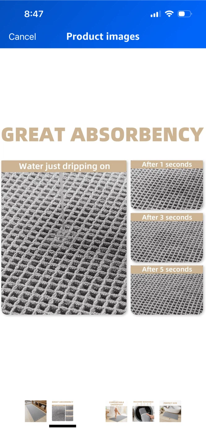 New-Light Grey Waffle Bathroom Runner Mat - photo 3