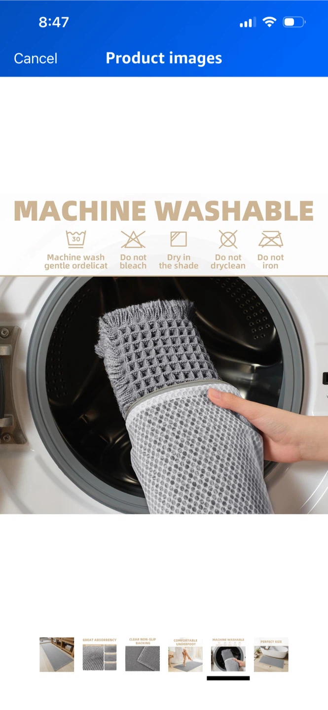New-Light Grey Waffle Bathroom Runner Mat - photo 4