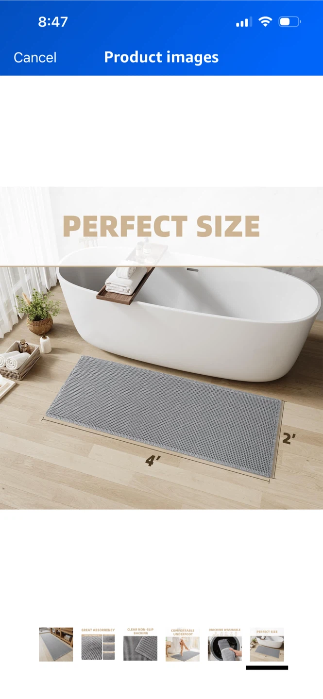 New-Light Grey Waffle Bathroom Runner Mat - photo 5