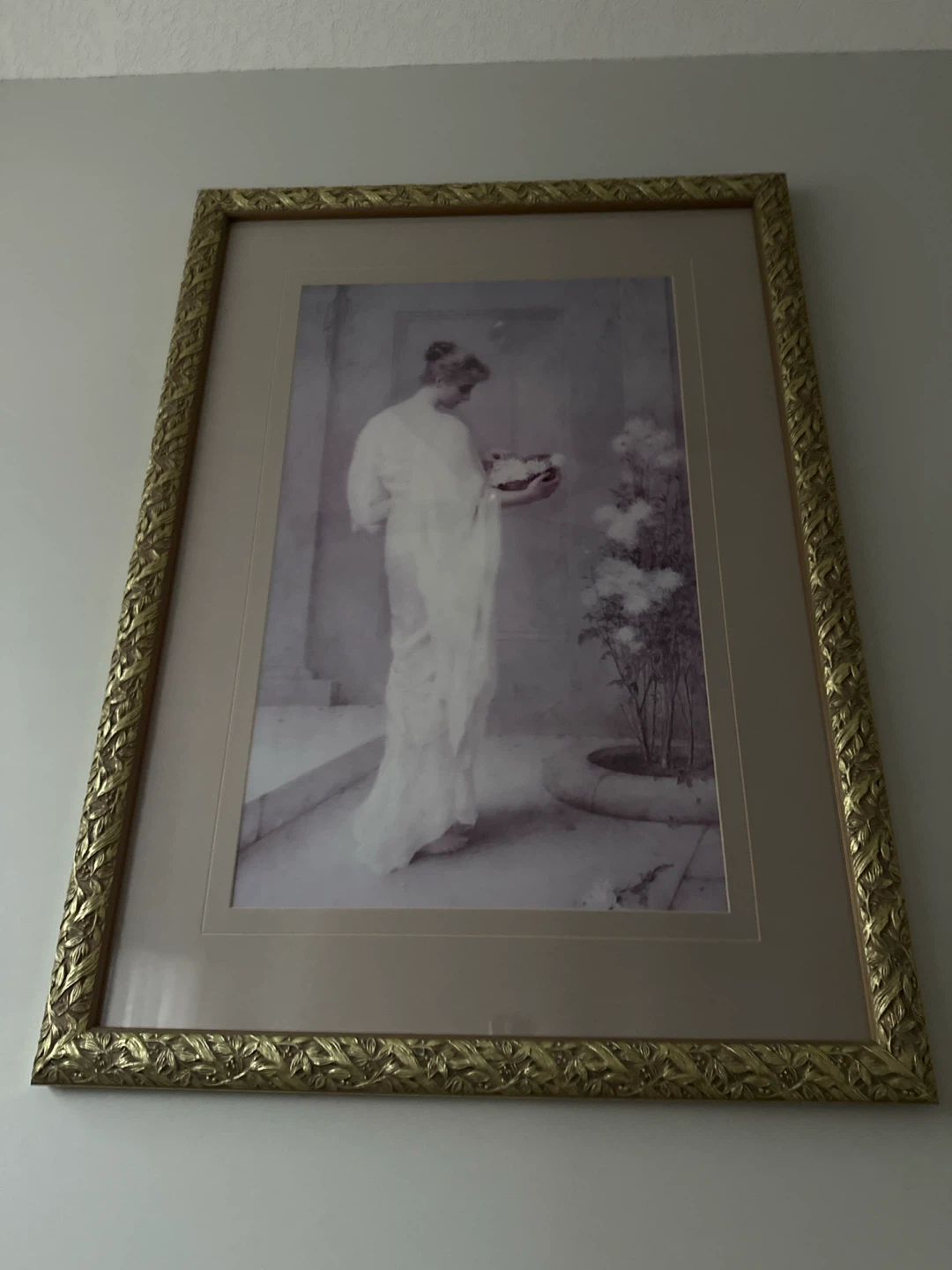 Framed Art Print of Woman with Flowers