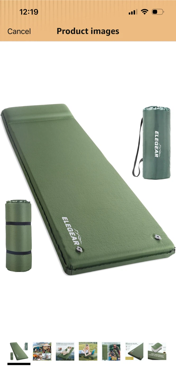 New-ELEGEAR Ultra-Thick Memory Foam Camping Pad