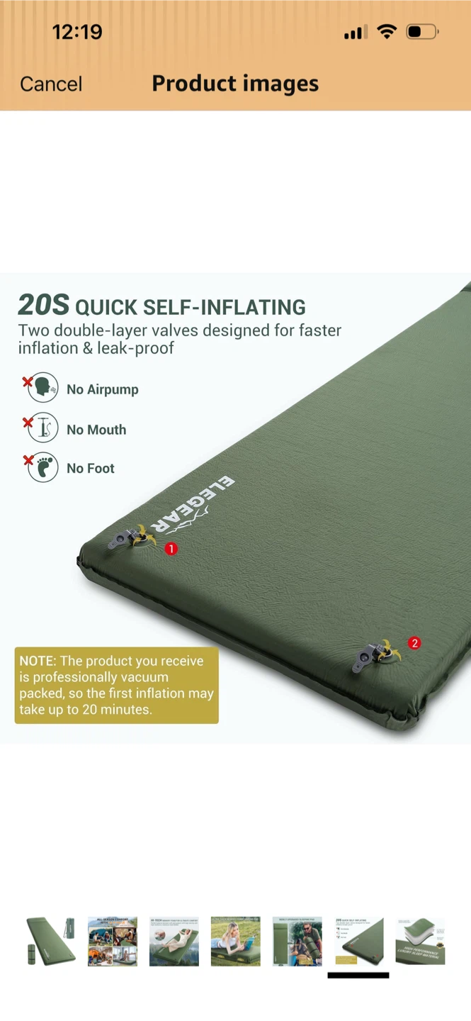 New-ELEGEAR Ultra-Thick Memory Foam Camping Pad - photo 3