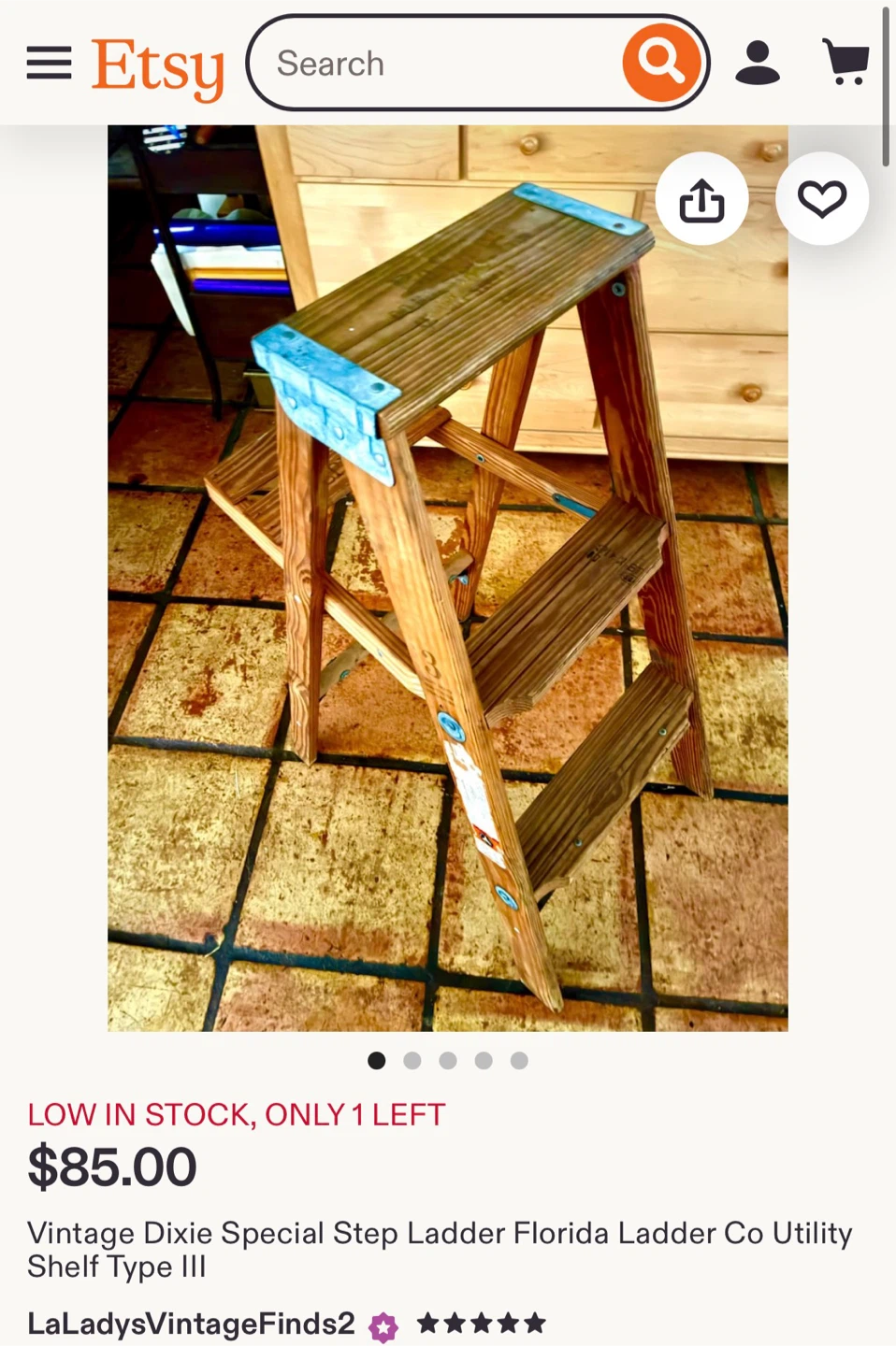 Vintage  Step Ladder wooden step stool ladder - photo 3