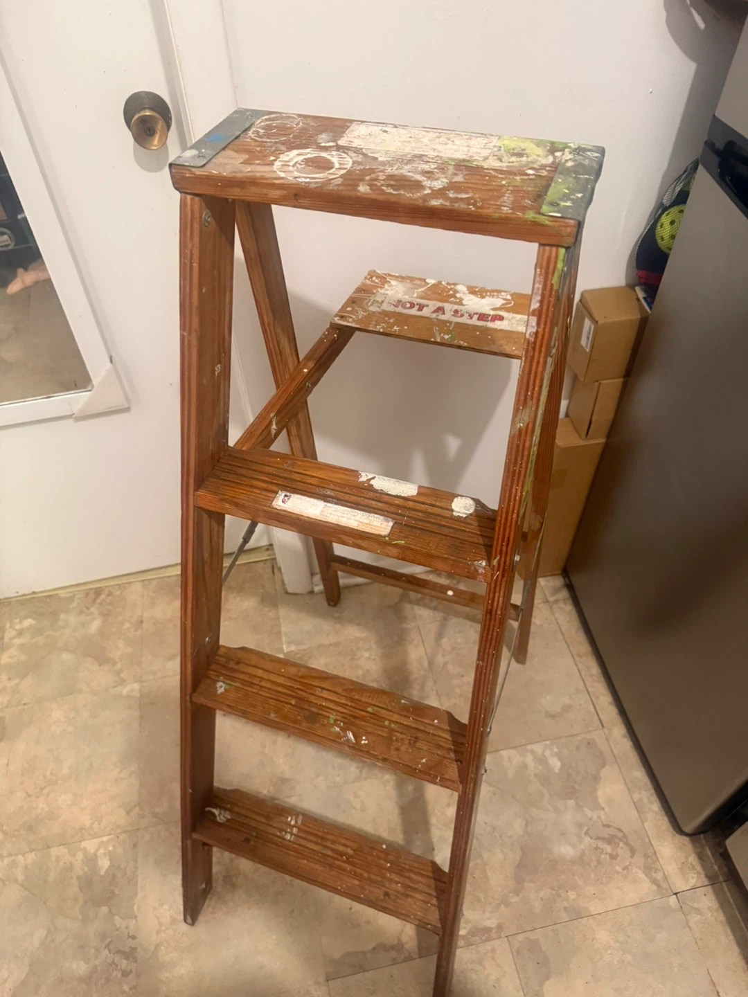 Vintage  Step Ladder wooden step stool ladder - photo 4