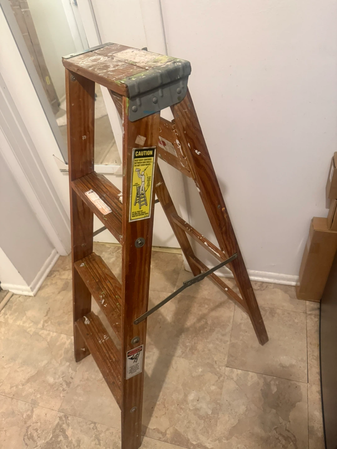 Vintage  Step Ladder wooden step stool ladder - photo 5