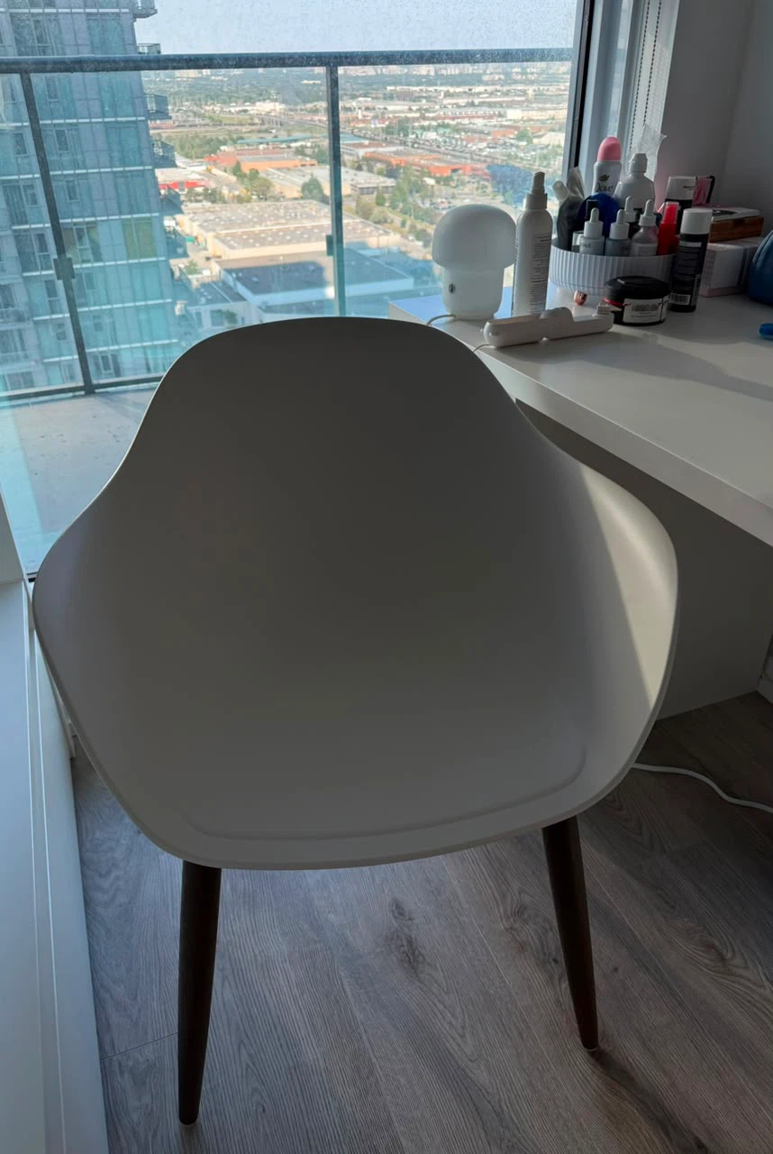 White Accent Chair with Wooden Legs