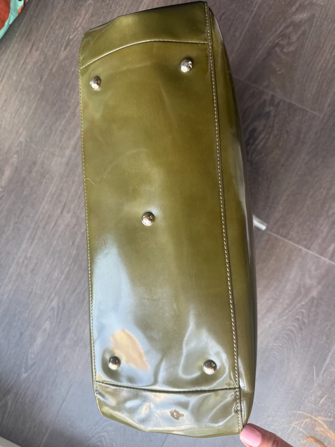 Longchamp Roseau Patent Leather Tote Bag - Olive Green - photo 4