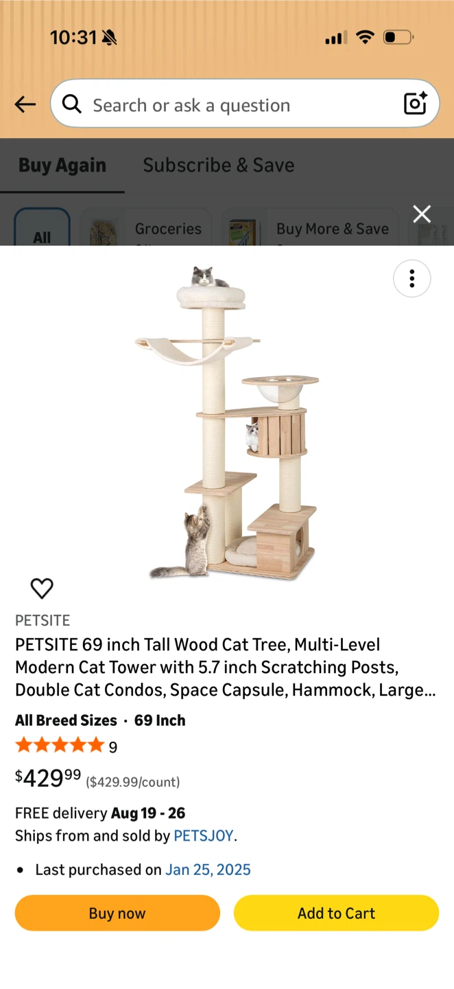 PETSITE 69 inch Tall Wood Cat Tree