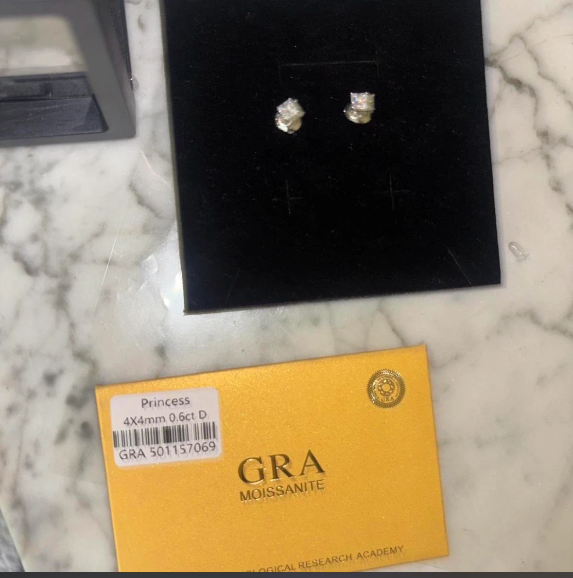 Princess Cut Moissanite Earrings 0.6ct D Color GRA Certified - photo 2