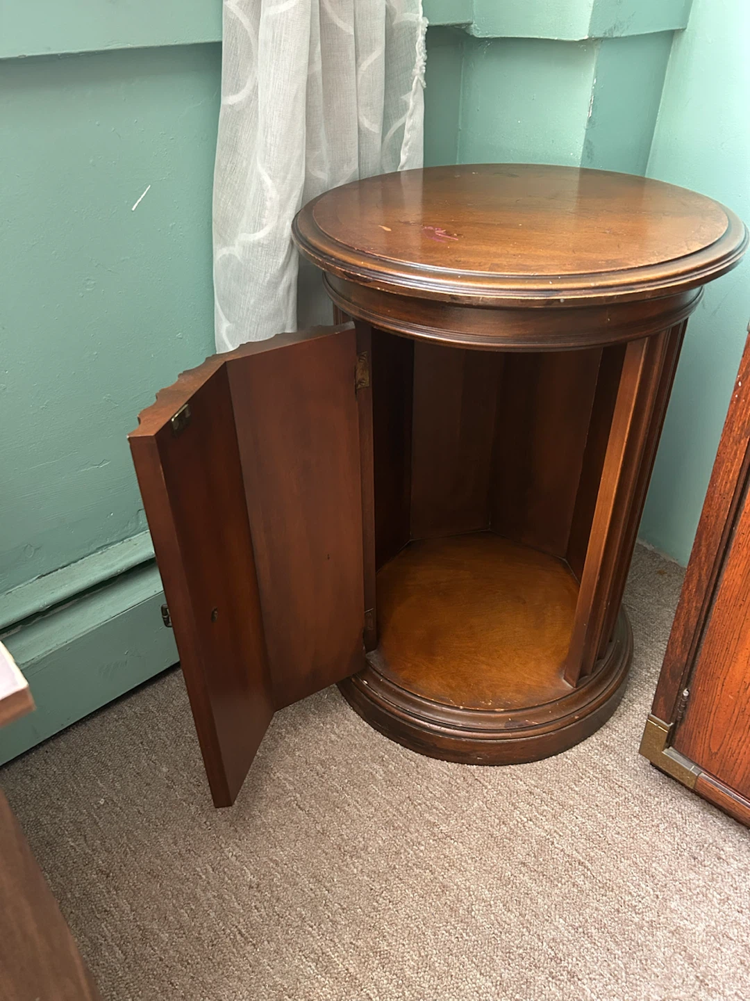 Round Wood Accent Table with Cabinet
