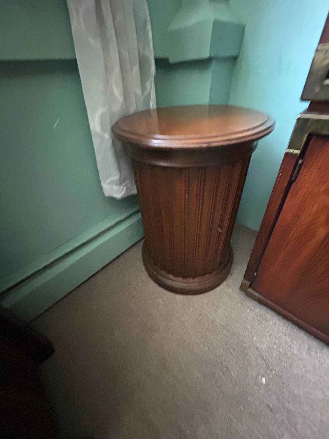 Round Wood Accent Table with Cabinet - photo 2