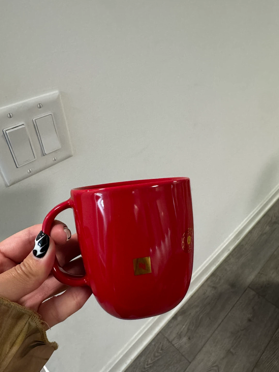 Red Mug with Floral Design