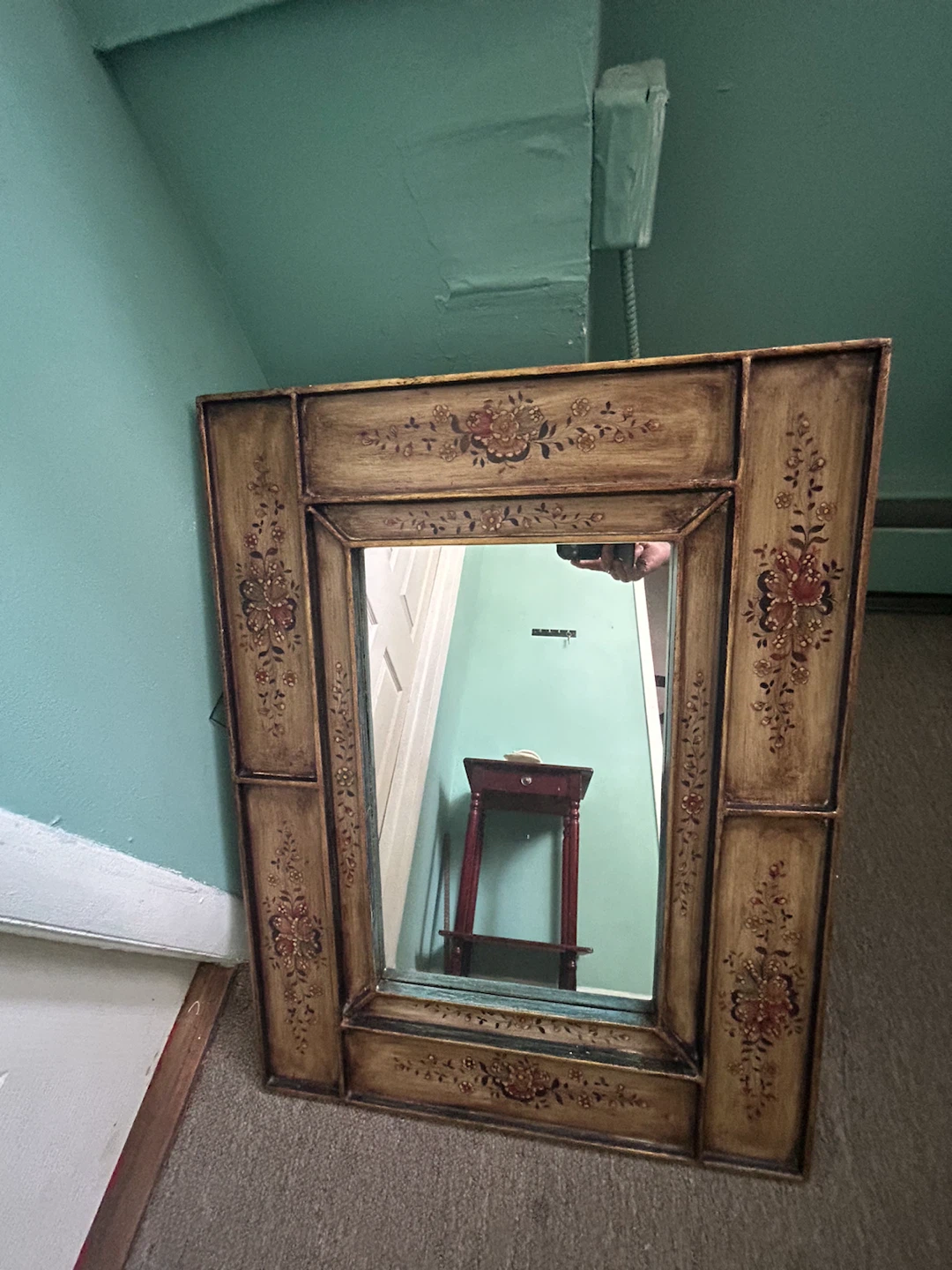 Vintage Decorative Mirror with Floral Accents