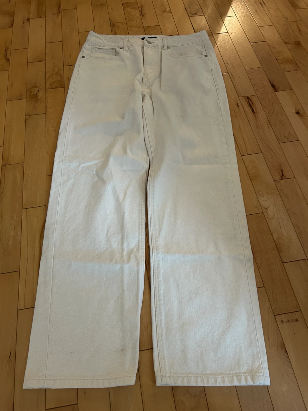 Regular fit white denim pants