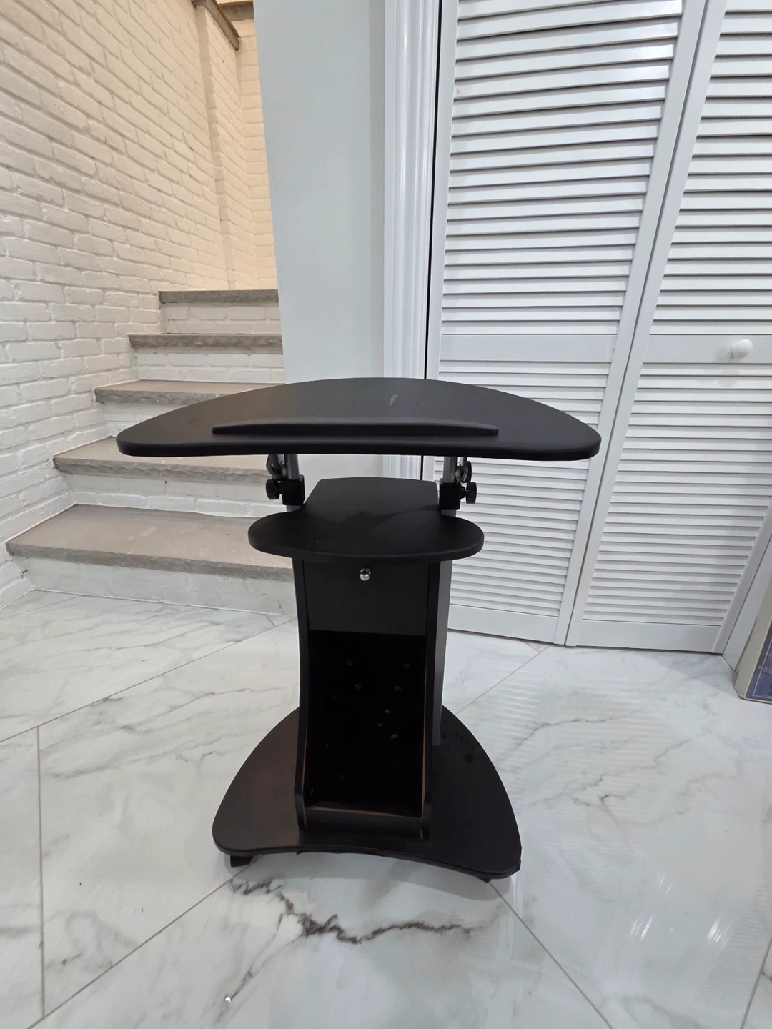 Black Adjustable Stand with Drawer - photo 2