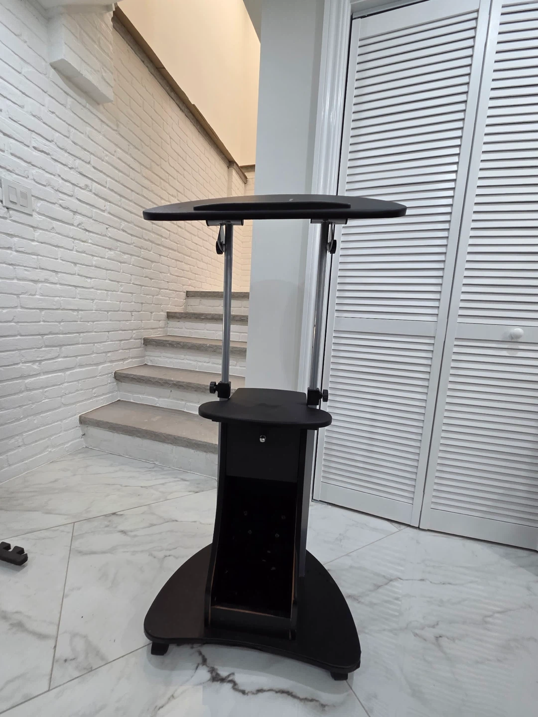 Black Adjustable Stand with Drawer - photo 3