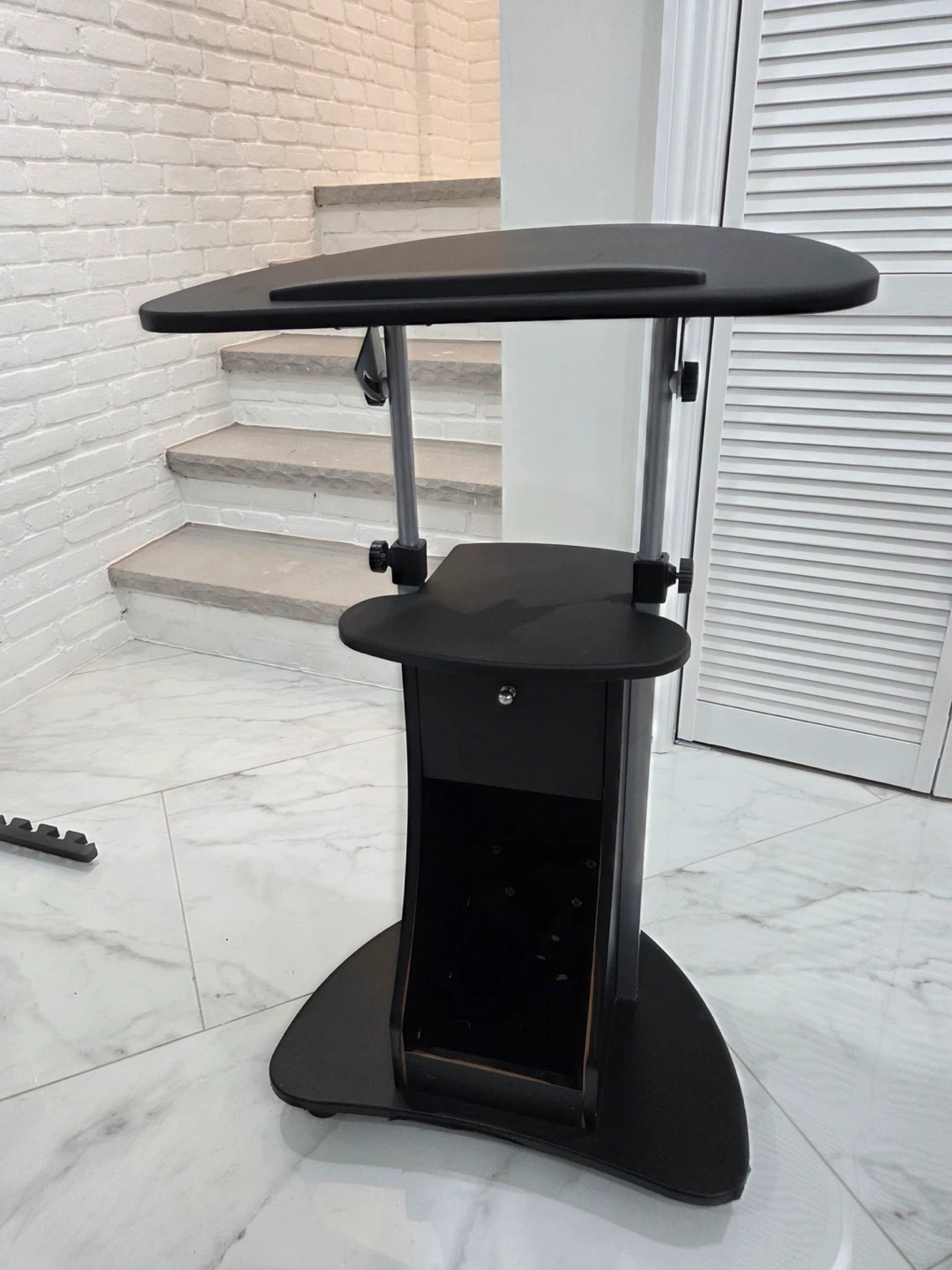 Black Adjustable Stand with Drawer - photo 4
