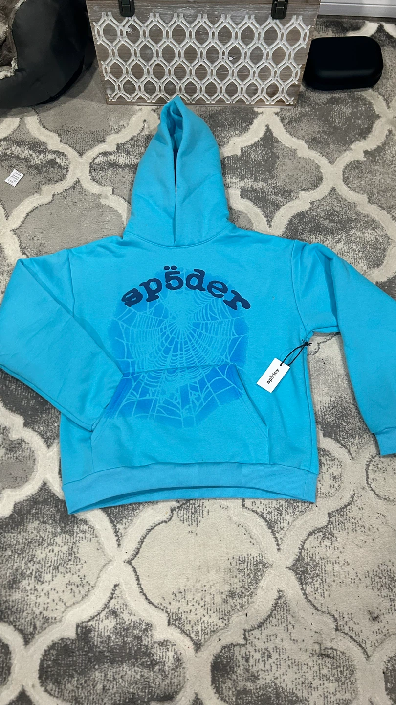 Sp5der Hoodie Blue Web Graphic