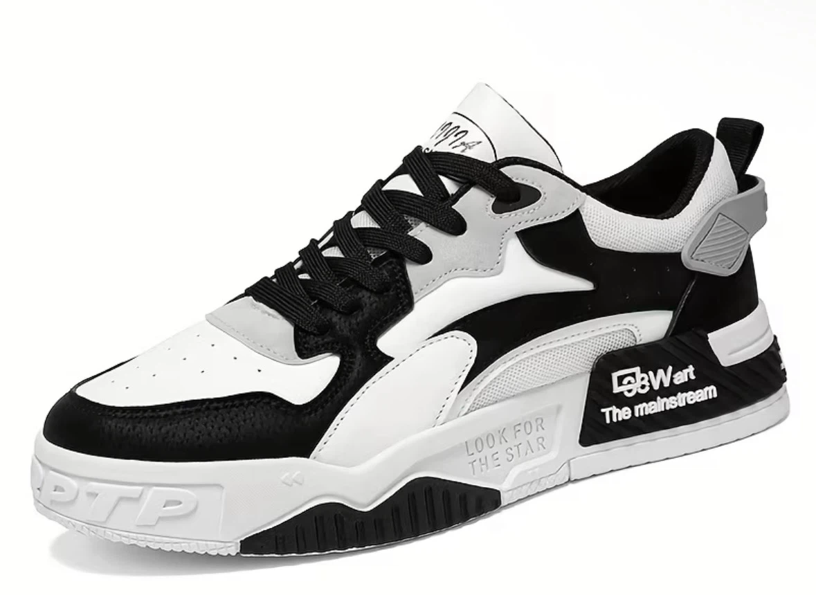 Men's Fashion Sneakers - Black/White or Tan/White