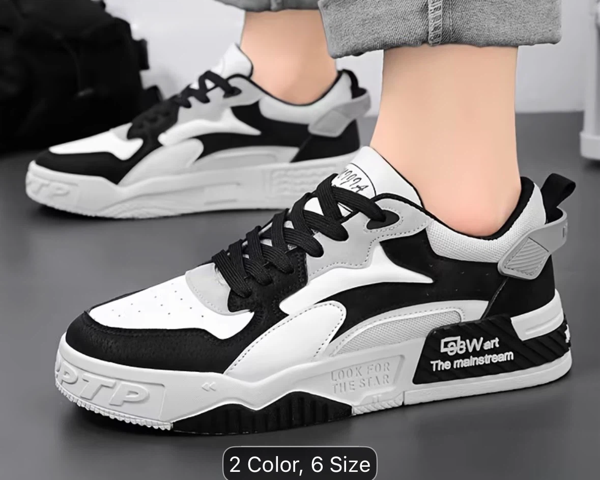 Men's Fashion Sneakers - Black/White or Tan/White - photo 3