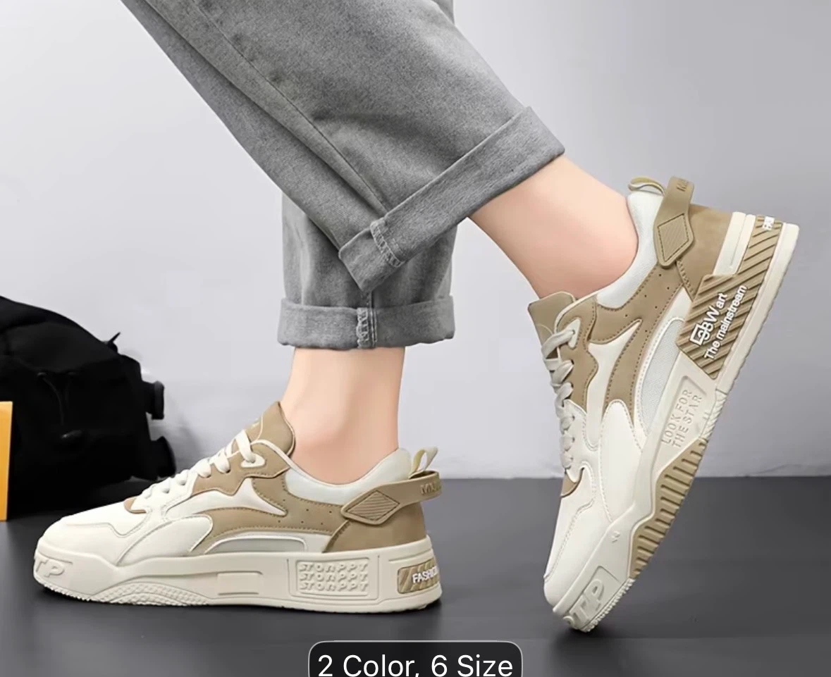 Men's Fashion Sneakers - Black/White or Tan/White - photo 4