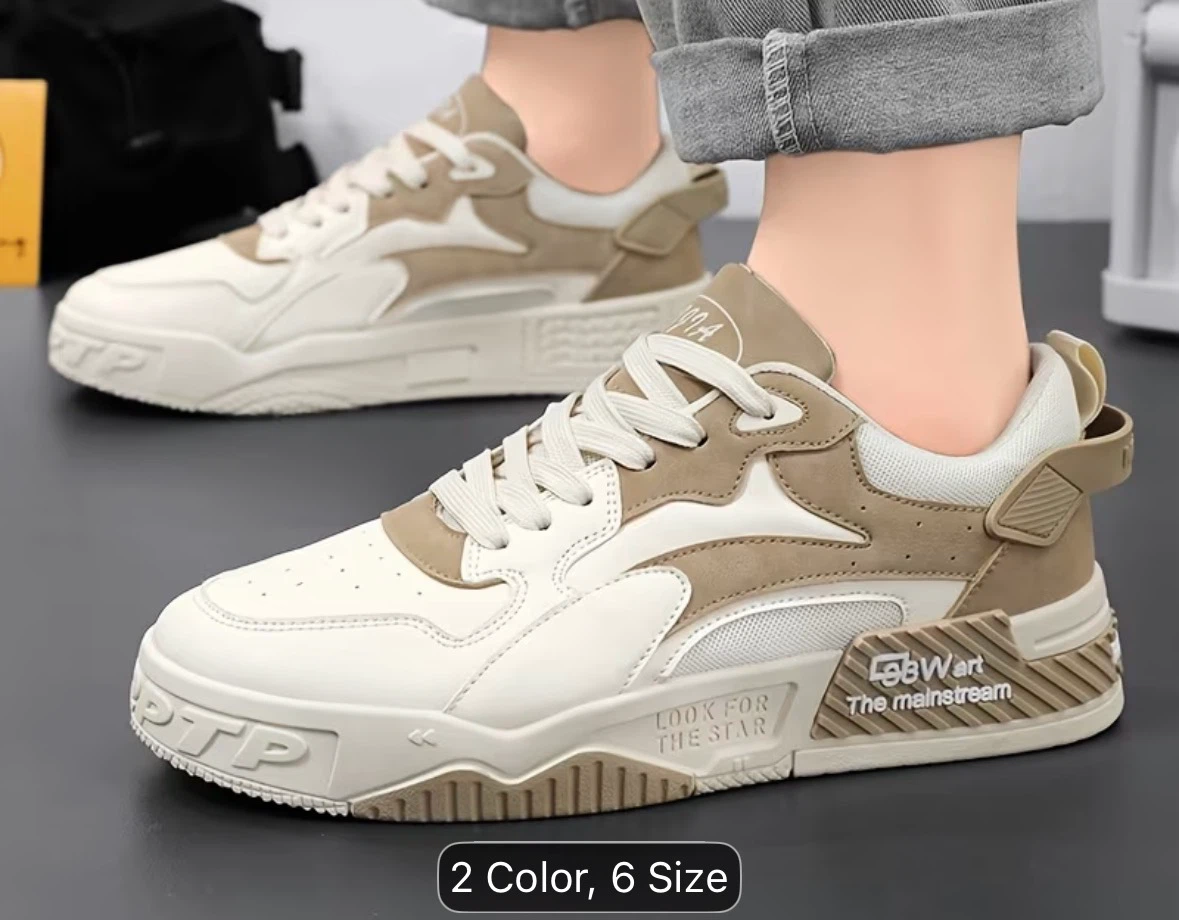 Men's Fashion Sneakers - Black/White or Tan/White - photo 5