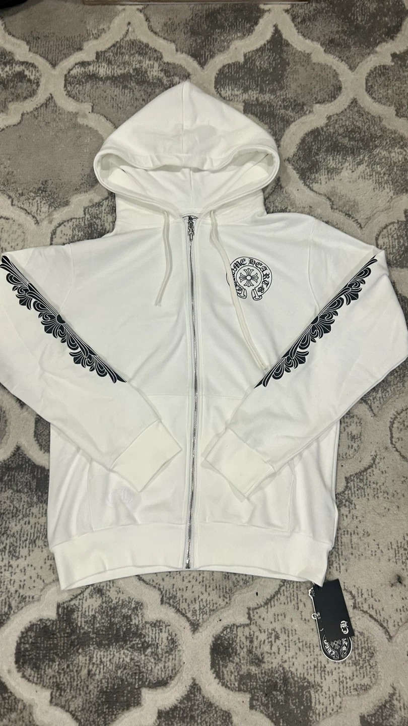 Chrome Hearts White Zip-Up Hoodie
