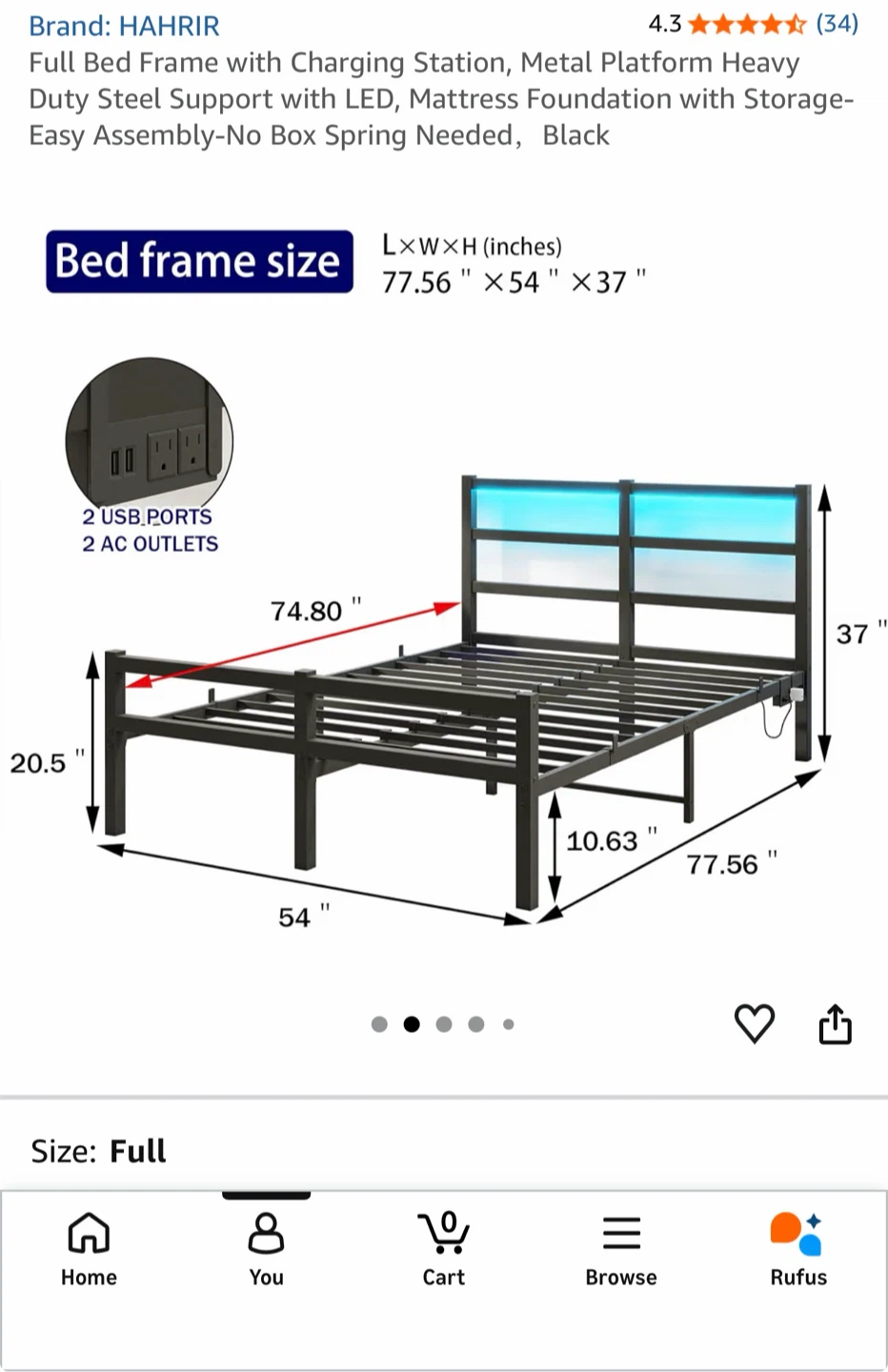 HAHRIR Full Size Metal Platform Bed Frame - photo 5