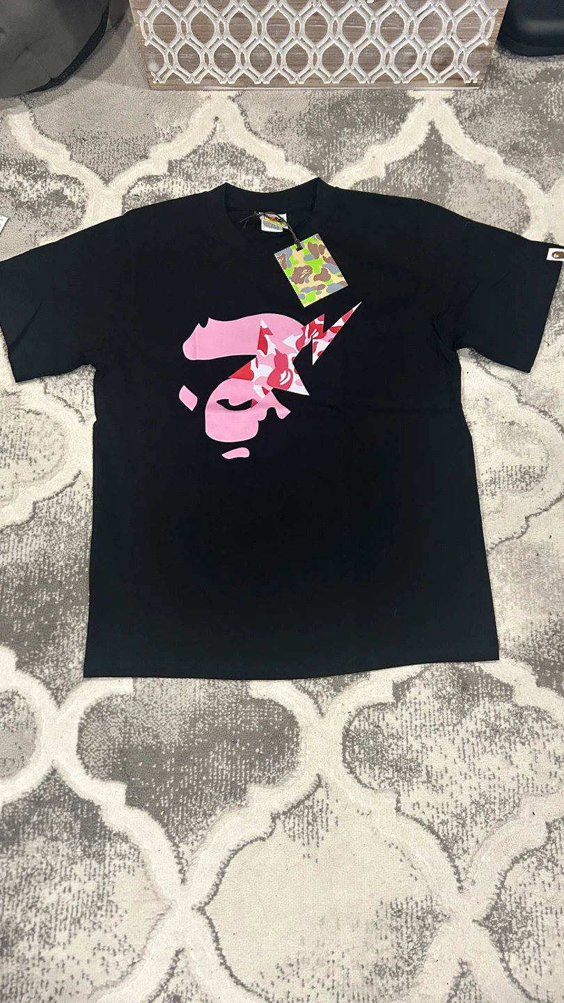 Bathing Ape Black Pink Camo Ape Head T-Shirt Size S