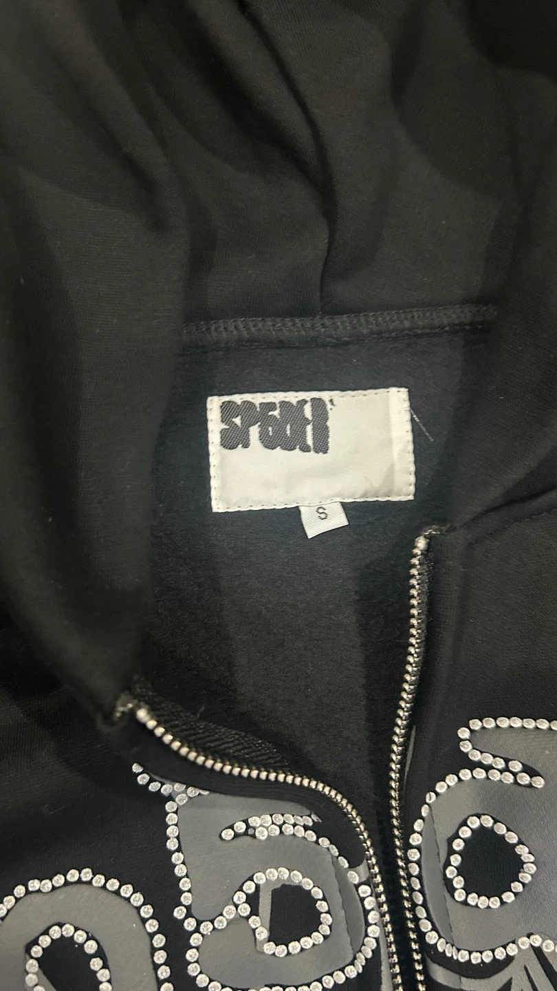 SP5DER Black Spider Web Zip-Up Hoodie - photo 2
