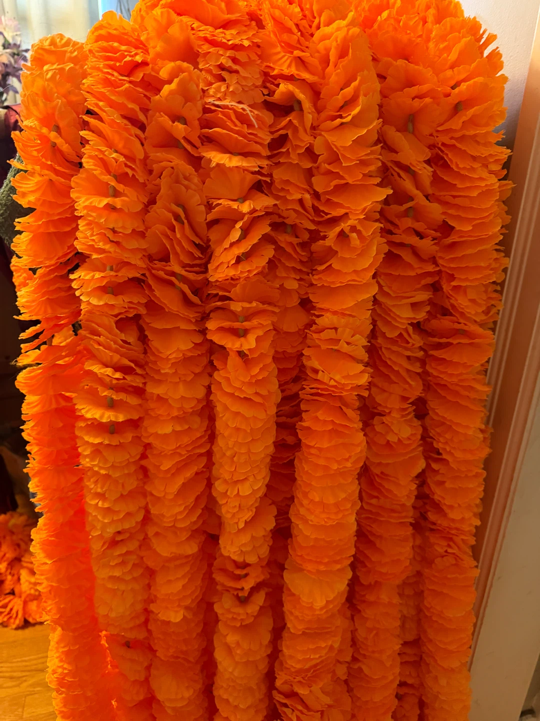 Orange Marigold Flower Garlands for rent, 65 pieces $30