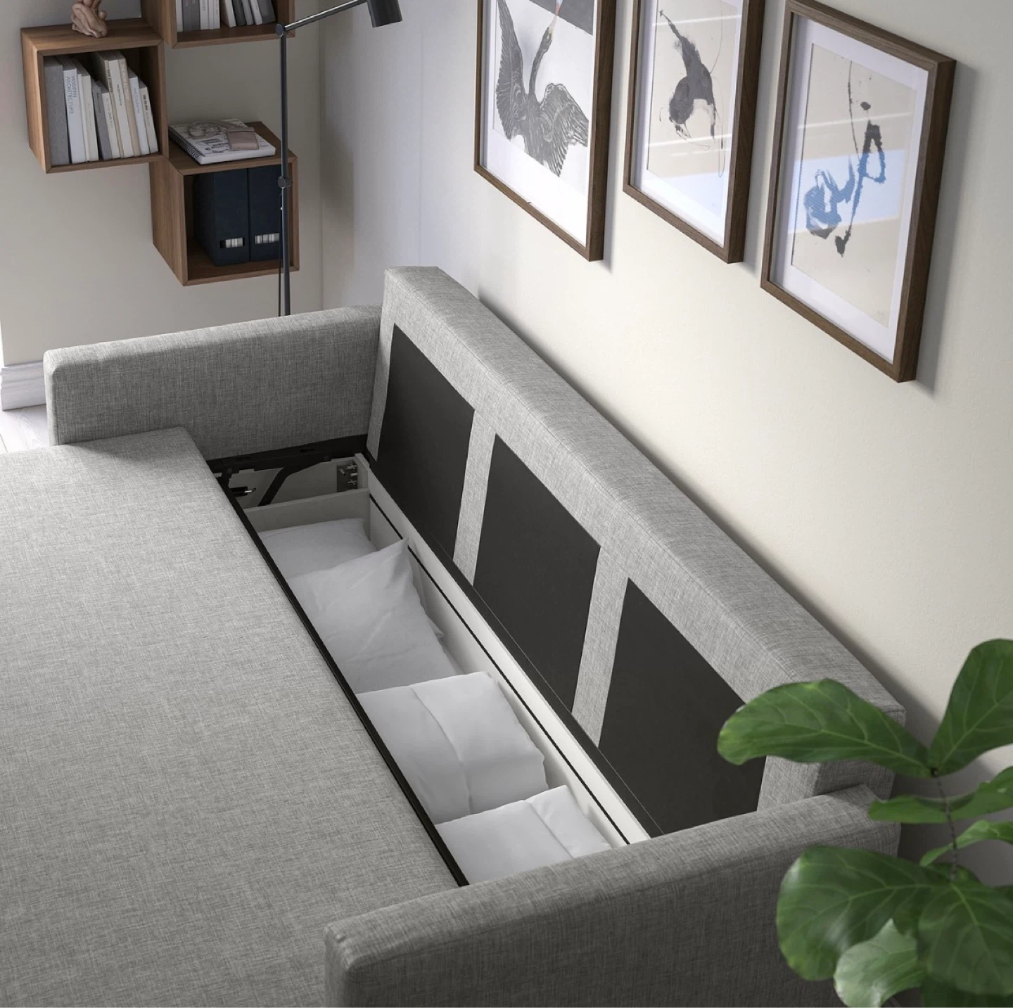 Light Grey Fabric Sofa Bed with Storage - photo 3