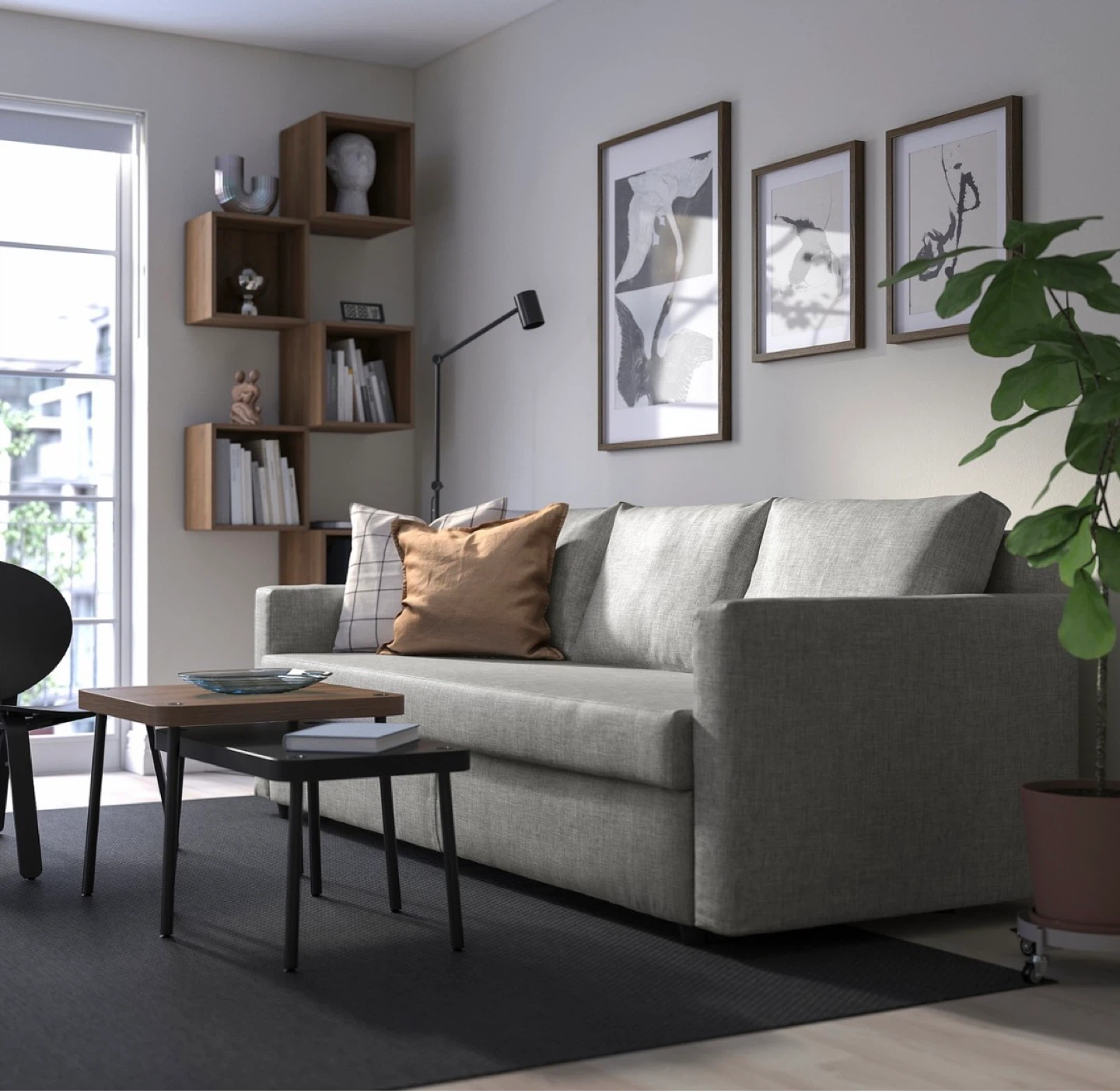 Light Grey Fabric Sofa Bed with Storage - photo 5