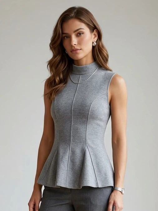ZARAGrey Sleeveless Mock Neck Top Grey S