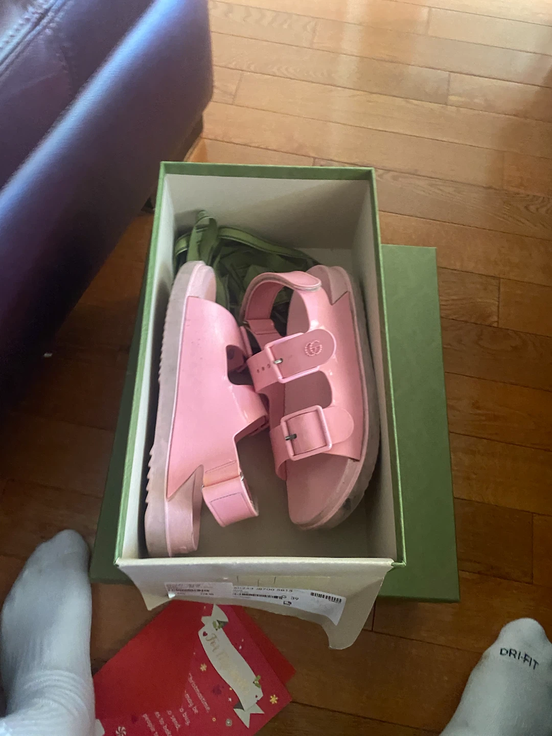 Gucci Pink Rubber Slide Sandals