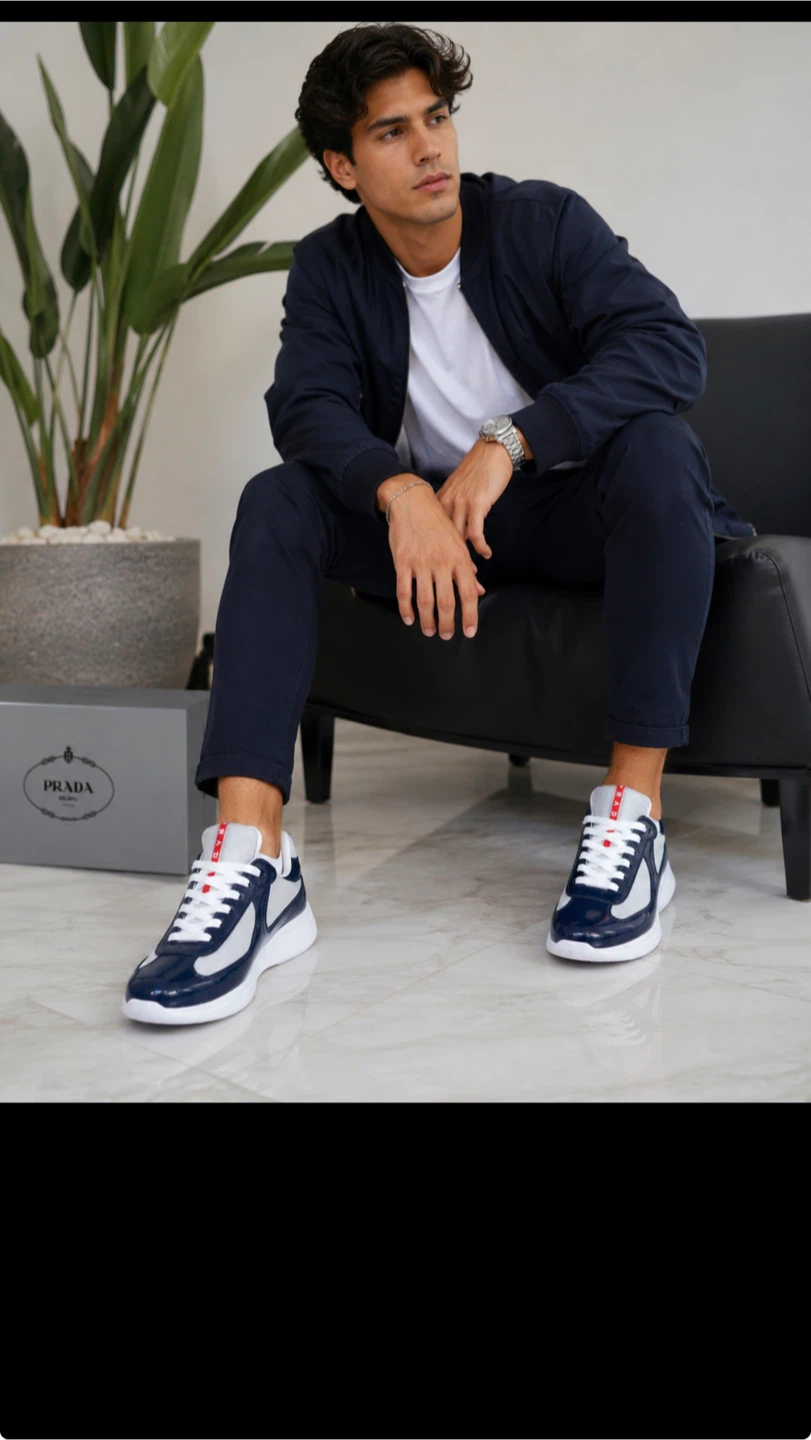 Prada Sneakers - Navy Blue/White