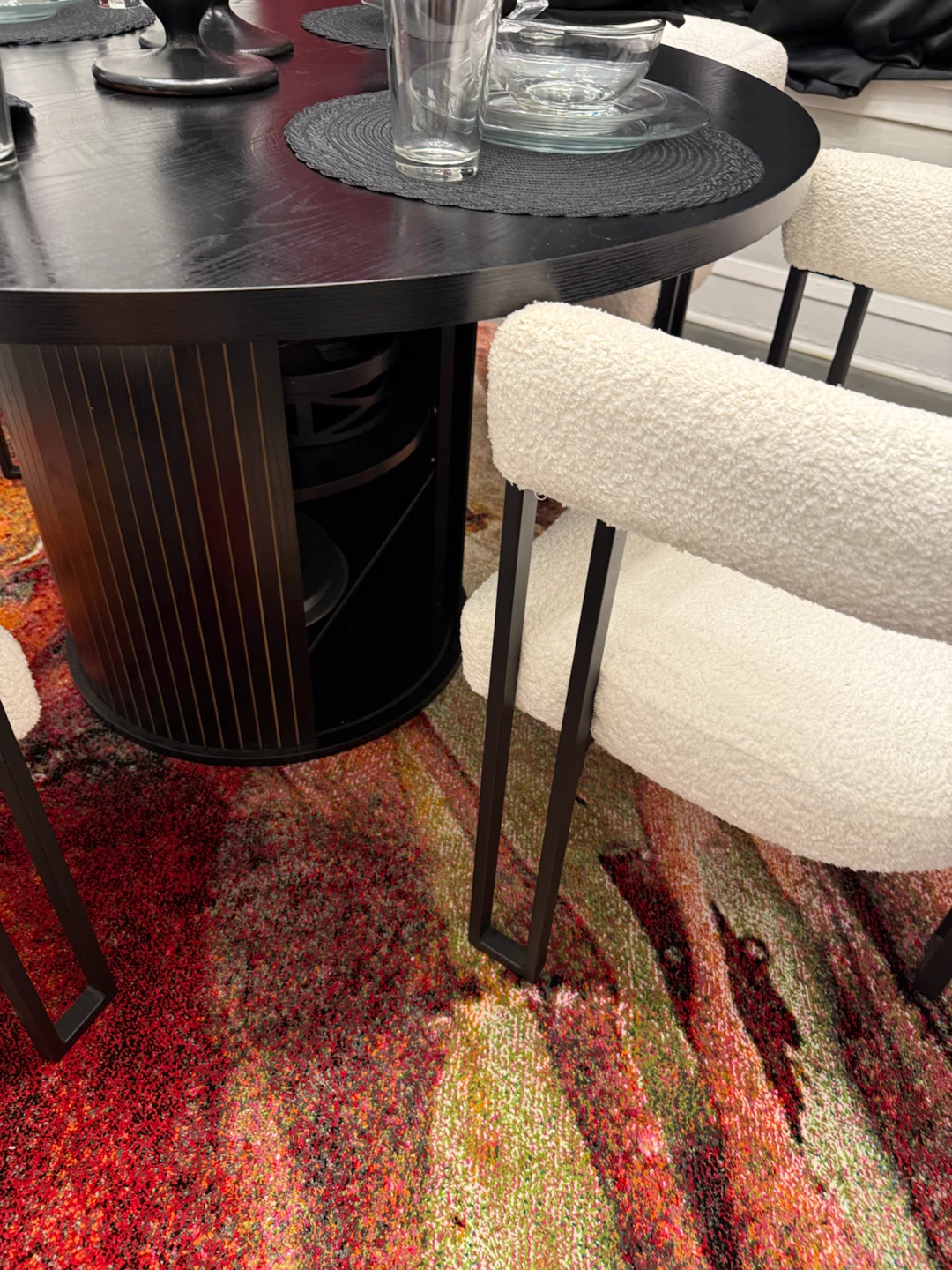 White Boucle Armchair with Black Frame - photo 2