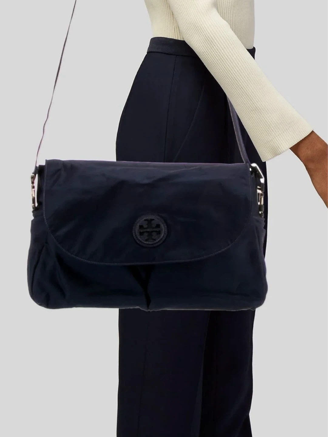 Tory Burch Black Nylon Diaper Messenger Bag