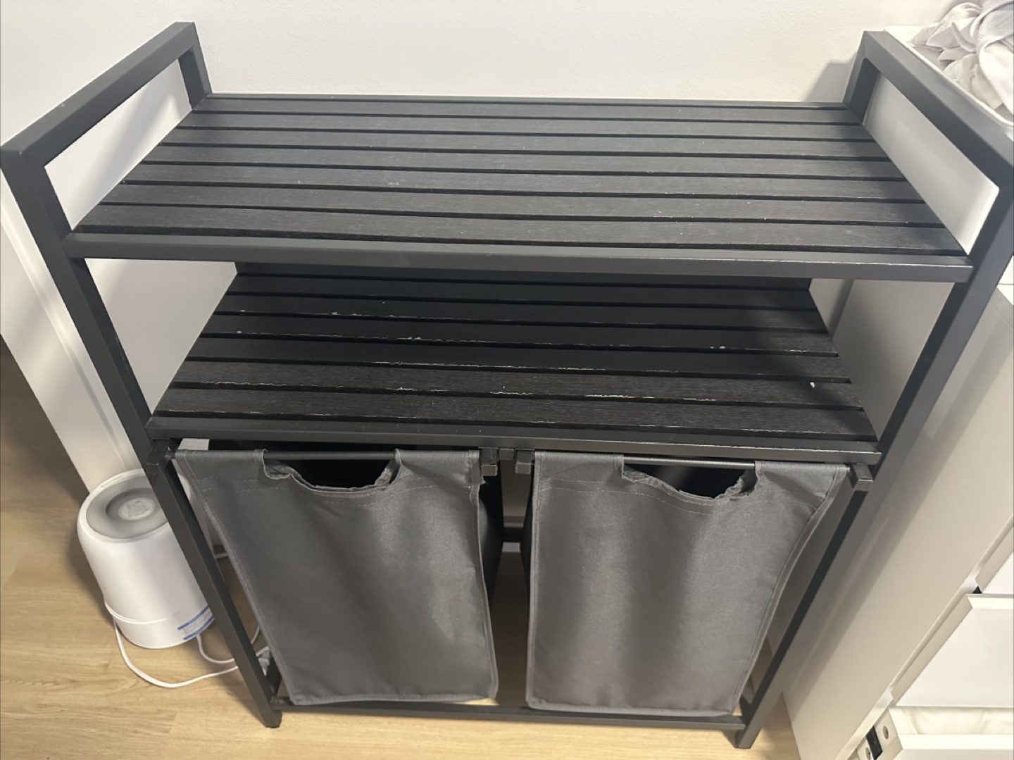 Black Metal Laundry Sorter with Two Baskets - photo 2
