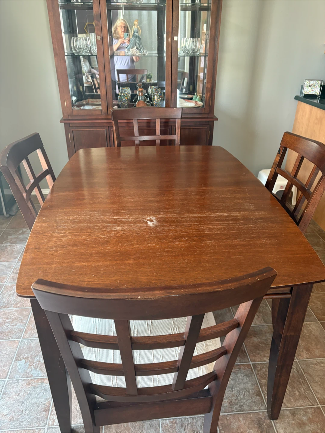 Wooden Dining Set with Hutch and Chairs